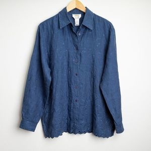 Talbots Irish Linen Oversized Button Up Shirt, Size Small